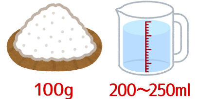 ミックス粉100g 水200ml〜250ml